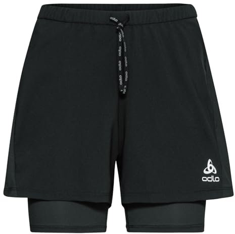 ODLO Laufhose Damen Kurz Essential 3 Inch I Laufshort 2 in 1 I Sporthose