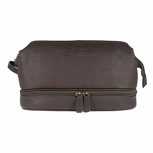 Triumph & Disaster Frank The Dopp - Kulturtasche mit stabilem Drahtrahmen und separatem Bodenfach für feuchte Pflegeprodukte - Leder Olive | Mit stabilem Drahtrahmen & separatem Bodenfach für feuchte Pflegeprodukte, ideal für Reisen & Alltag