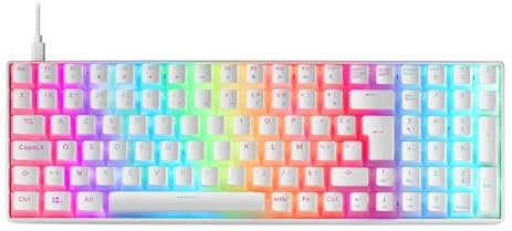 Mars Gaming MKULTRA, Clavier Mécanique Blanc RGB, Compact 96%, Switch Outemu SQ Marron, Langue Français