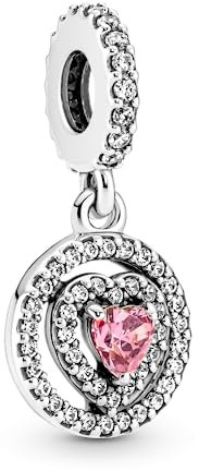 Pandora Charm Anhänger Doppeltes Halo-Herz Pink mit Zirkonia 791476C01