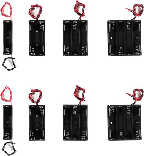 AEDIKO 8pcs AAA Battery Holder with Leads 2pcs Single AAA Battery Holder 2pcs 2 AAA Battery Holder 2pcs AAA Battery Holder with Wires