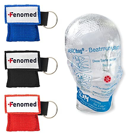 Fenomed Beatmungstuch Schlüsselanhänger Taschenmaske CPR-Tuch für den Schlüsselbund (rot)