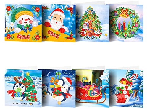 VDYXEW 8 Stück Diamond Painting Karten für Weihnachten, Muttertag, Thanksgiving - 5D DIY Geburtstag Karten