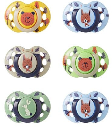 Tommee Tippee Fun Style Beruhigungssauger, Symmetrische Kiefergerechte Form, BPA-freies Silikon, 6-18M, 6er-Set, Blau