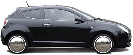 4X Weißwandringe mit Moon Caps für PKW, Oldtimer, Youngtimer (15 Zoll, schwarz/weiß)