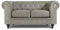 Bravich Leather Chesterfield Sofa- Grey. 2 Seater Settee, Faux Bonded Leather Vintage Couch. Living Room Furniture, Easy Clean. 2 Seater- 160cm x 90cm x 78cm