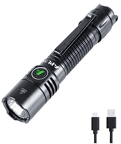 APLOS T02 Linterna Táctica 1800 lúmenes con 7 modos, Linterna de Alta Potencia para exteriores, camping, senderismo y situaciones de emergencia