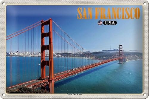 Blechschild 30 x 20 cm USA San Francisco Goldern Gate Bridge - DekoNo7