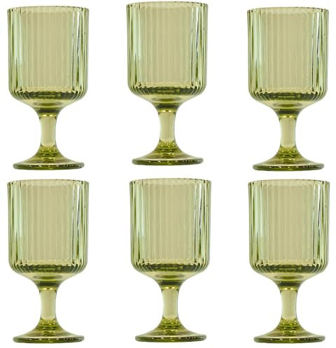 KEDEA 6 Calice Acqua Effetto Lucentezza, Calice Vino Rosso Elegante, Lavabili In Lavastoviglie, Calici In Pasta Colore, Multicolore Collezione Charleston Calice Acqua Colore VERDE