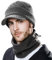 Comhats Winter-Set mit Wollgestrickter Schirmmütze und Fleece-Schal/Halswärmer für Herren und Damen - Warme gestrickte Schirmmütze 69311_Grau XL/XXL