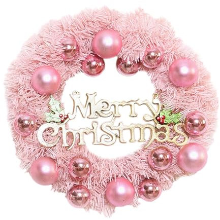 Amagogo Rosa Weihnachtskranz, künstlicher Weihnachtskranz für drinnen und draußen, Weihnachtskranz, Kranz für die Haustür, für Schlafzimmer, Wohnzimmer