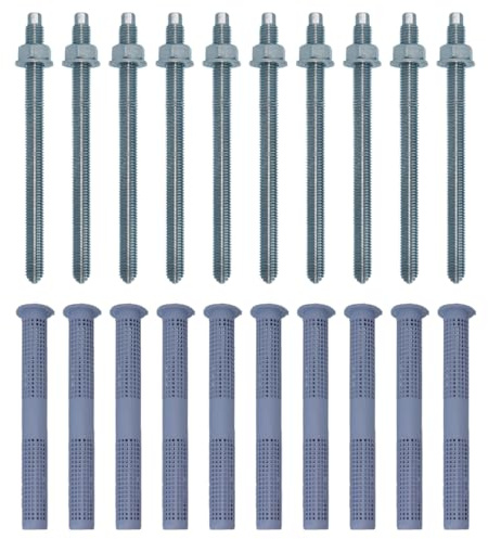 10x Remstaler ANKERSTANGE + SIEBHÜLSE im SET | verzinkt o. Edelstahl | Injektionsmörtel | Verbundmörtel (M10x250 / SH 16x85)