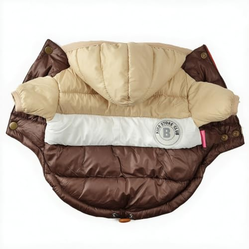 GIBZ Winter Hundemantel mit Kapuze HundeJacke Wasserdicht Winddicht Kaltwettermäntel für Kleine Hunde Haustier Warme Jacke Gepolsterte Kleidung Braun