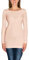 Alkato Top Longue Femme Tunique à Manches Longues Moulant Long T-Shirt Uni, Rose poudré, S