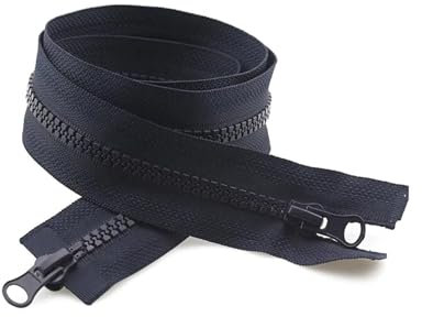 2 pz 5#80-150cm Doppio Cursore Cerniera In Resina Estremità Aperta Cerniere Vestiti Giacca Cucito Accessori di Riparazione, Blu navy, 80cm