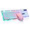 Tastiera meccanica e mouse combinati RGB Gaming 104 tasti Interruttori blu Tastiere USB cablate, Mouse da gioco programmabile per computer desktop Bianco(Bianco)
