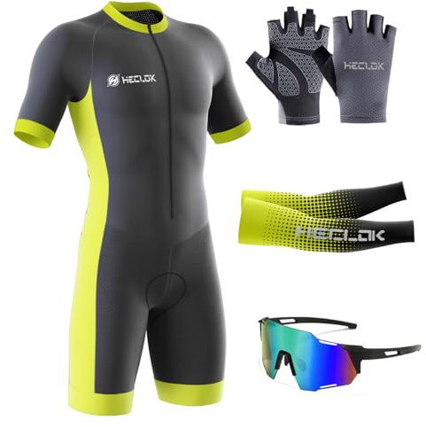 Homme Pro Trifonction Manches Courtes Sports de Plein Air Vêtements de Triathlon,Tri-Costume d'une pièce,Combinaison de Cyclisme Homme，pour Course À Pied,Natation, Cyclisme Body (TYP-1,L)