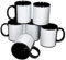 MamboCat Cara Lot de 6 tasses à café, noires et blanches, 300 ml, en porcelaine, avec anse pour 6 personnes, pour thé, etc
