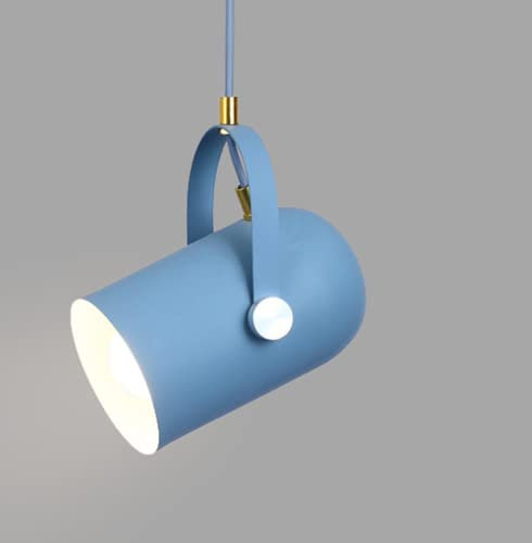 SSNCcNC Blau, Modern Einfache Hängelampe Kreativ Nordic Hängeleuchte Metall Einstellbar Pendelleuchte E27 pendellampe Lebendige Farbe Für Loft Kaffee Bar Küche Schlafzimmer Lounge Ø12CM