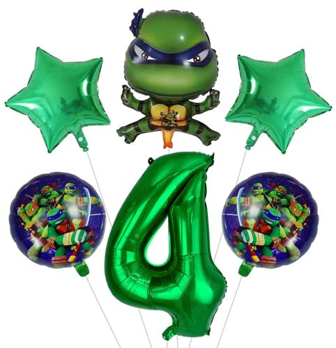 6 Stück Geburtstags Deko,Geburtstagsdeko 4 Jahre, Kindergeburtstag Deko, Folienballon Geburtstagsparty-Deko Set,Party für den Geburtstag von Mädchen und Jungen