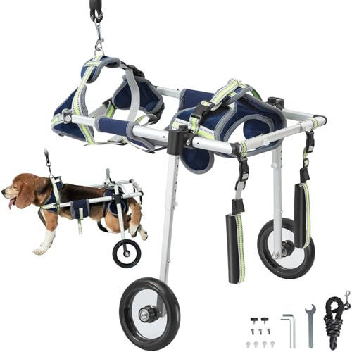 VEVOR Hunderollstuhl für Hinterbeine, Haustierrollstuhl, verstellbar, unterstützt die Heilung, Hundewagen/Rollstuhl für verletzte, behinderte, gelähmte oder an den Hinterbeinen schwache Haustiere