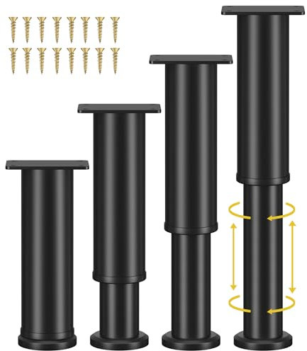 Wlrrcwdttc Verstellbare Bettstützbeine für Bettrahmen/Bett-Mittellamellen, Metall, verstellbare Möbelbeine 18–33 cm, für Bett/Sofa/Schrank/Couch/Kommode/Tisch, verdickte Ersatzbeine für schwere