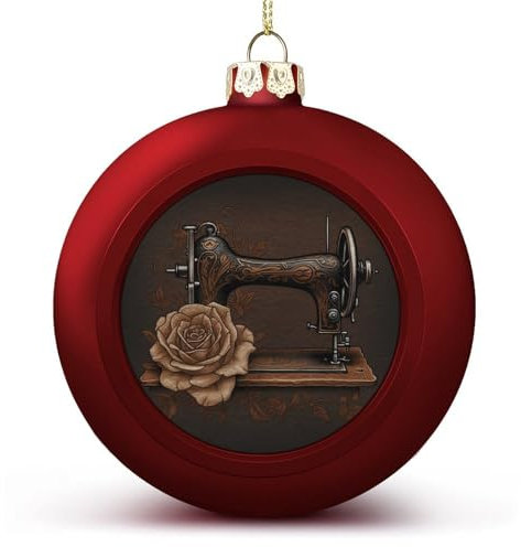 Weihnachtskugeln, Rose und Nähmaschine bedruckte Weihnachtskugeln, Weihnachtsbaumkugeln, Party-Weihnachtskugeln