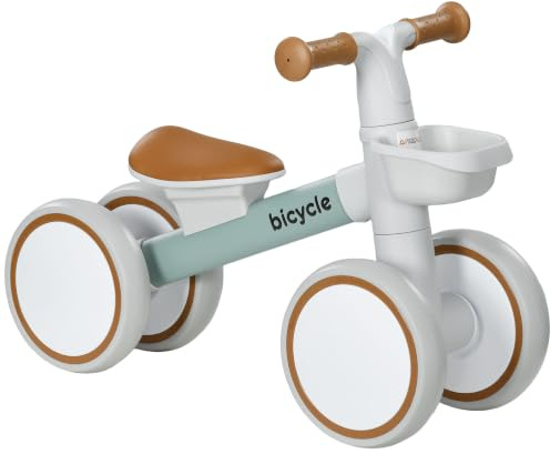 AIYAPLAY Kinder Laufrad ab 1 Jahre bis 20 kg mit TPU Rädern Weiß | Baby Lauflernrad, Korb, Verstellbarer Sitz Sattel, Kinderlaufrad Balance Bike, Geschenke für Jungen Mädchen, Spielzeug