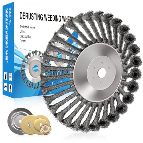 Profi Unkrautbürste für Freischneider, 25,4 mm wildkrautbürste, Drahtbürste Für Freischneider Unkrautbürste, Ersatztrimmaufsatz für Rasenmäher, sehr robust, leichte Montage, Easy Trimmer (8 Zoll)