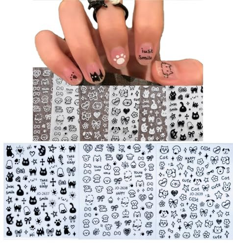 BnbnPup 9 Blatt Nagelsticker Nail Art Sticker KaninchenKatze Nagelsticker, Nagelsticker Selbstklebend, Nagel Stickers, Nageltattoos, Nail Stickers, Nagelsticker Kinder