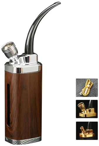 HGTRH Portable Water Cigarette Cigar Pipes Hookah, Tobacco Pipes for Smoking Transparent PP Inner Liner Zinc Alloy Material Cigarette Smoking Pot/Cigarette Pot Smoking Pipe Wood Pattern