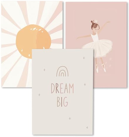 Kidsmood - Affirmationsposter für Kinderzimmer - Ermutigende bilder fürs Kinderzimmer Mädchen & Jungen – Babyzimmer Deko – Wandbilder Tiere für Kinderzimmer deko [Dream Big |30x40 cm ]
