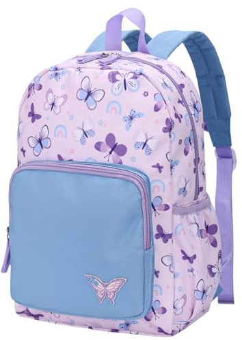 RAVUO Kinderrucksack Mädchen 4-8 Jahre,11.4L Schulrucksack,Schmetterling | Vorschule bis Klasse 2,Leichter,Wasserabweisender,A4-tauglich,Brustgurt,Gepolsterte Schultergurte,Namensfeld,Tabletfach