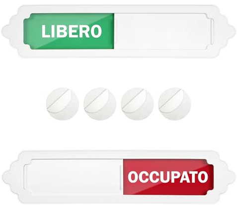 Acuxiaza 2 Pezzi Cartello Scorrevole LIBERO OCCUPATO 17,8 x 3,8 cm Cartello per Porta LIBERO/OCCUPA per uffici ecc, con supporto magnetico e adesivi, 2 Pcs, Bianco