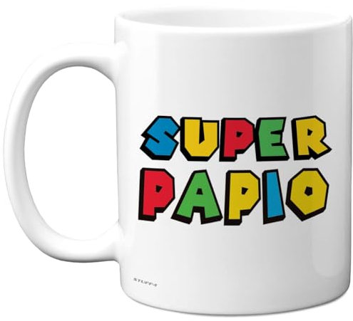 Super Papio Tasse Papa Geschenk – Lustige Geburtstagsgeschenke für Papa, Weihnachten Geschenkidee – 11oz Kaffeetasse Keramik, Mikrowellen Spülmaschinenfest, Geschenk von Sohn Tochter
