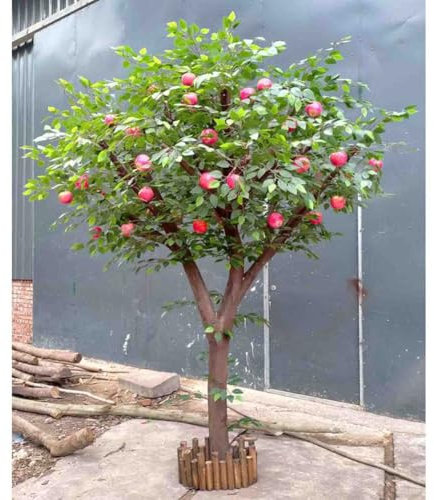Lifelike Artificial Tree Artificial Apple Tree, with Fruits & Leaves for Ecological Gardens & Housewarming Decor, for Indoor Outdoor Decoration Decorative Plant,001,6FT/180cm