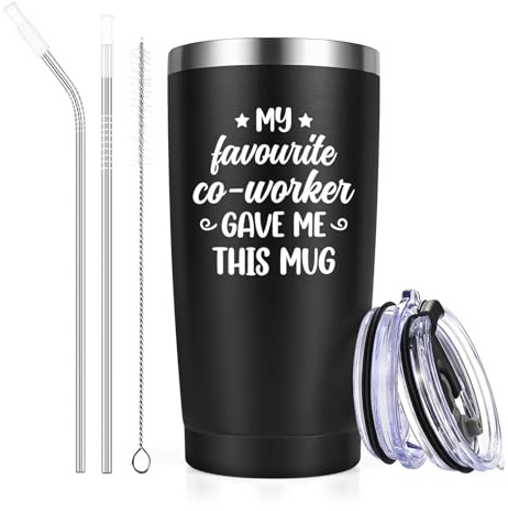 Livole Funny Mugs Gifts for Work Colleagues Men, Co-Worker Christmas Gifts, My Favourite Co-Worker Gave Me This Mug, Work Mug for Colleagues, 20oz Thermal Wine Tumbler, 600ml Insulated Glasses
