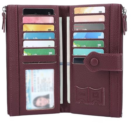 GOIACII Portefeuille pour Femme avec Blocage RFID à Deux Volets de Grande Taille avec Plusieurs Fentes pour Cartes