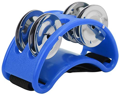 RASTKY Kompakte Elliptische Hand-Fuß-Jingle-Percussion-Glocke für Fuß, für Drum-Cajon-Box, Heller Jingle-Sound, Metall + ABS-Kunststoff + Nylon (BLUE)