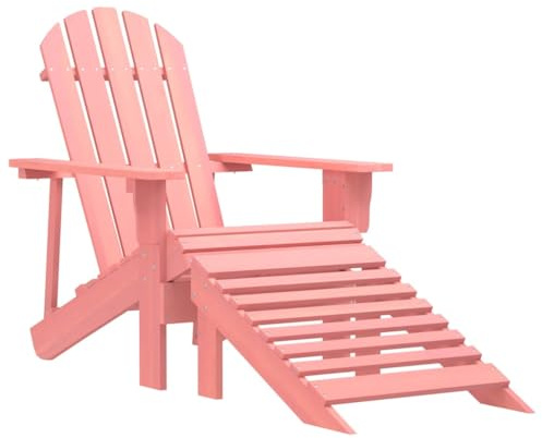 FWIKDUN Adirondack Chaise de jardin avec repose-pieds en bois massif de sapin rose, banc de jardin, chaise d'extérieur pour terrasse et jardin, ergonomique, confortable et stable, amovible