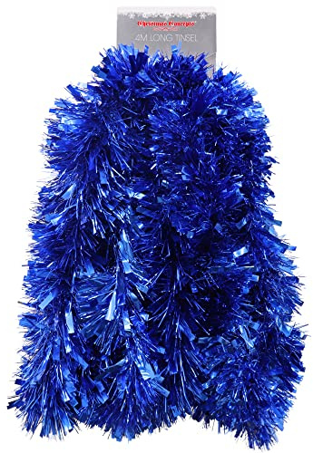 Christmas Concepts® 4m (13ft) Metre Chunky/Fine Christmas Tinsel - Christmas Decoration Tinsel (BLUE)