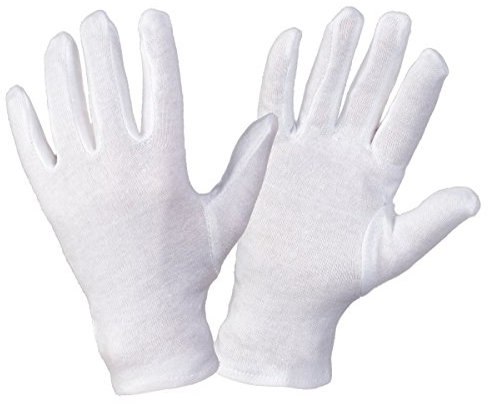 12 Paar Baumwollhandschuhe, Trikothandschuhe, Stoffhandschuhe weiß, mit Schichteln, Größen 7 - 12 (10 / XL (Herren Standard))