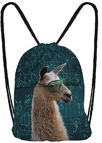 Hanessa Jutebeutel mit - Cool Lama - Tier Aufdruck Sportbeutel Tüte Rucksack Beutel Tasche Gym Bag Gymsack Hipster Fashion Sport-Tasche Einkaufs-Tasche