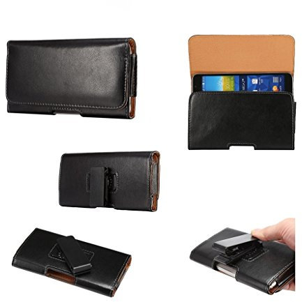 DFVmobile - Executive Magnetic Leather Case Belt Clip Rotary 360 for Fly EVO Energy 5 - IQ4504 - Black