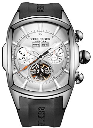 REEF TIGER Herren Uhr analog Automatik mit Kautschuk Armband RGA3069