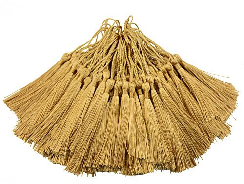 100 stücke 13 cm/5 Zoll Seide Quaste mit 2 Zoll Schnur Schleife Kleinen Chinesischen Knoten für Schmuck Machen Lesezeichen Quasten Ohrring Quaste (Champagner)