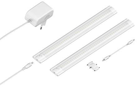 ledscom.de LED Unterbau-Leuchte SIRIS weiß matt, flach, je 30cm, je 370lm, weiß, 2er Set