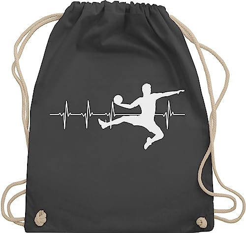 Turnbeutel Rucksack - WM 2023 Trikot Ersatz - Handball Herzschlag für Herren - Unisize - Dunkelgrau - handballbeutel handballer stoffbeutel kinderturnbeutel hanball trainingsbeutel beutel halbball
