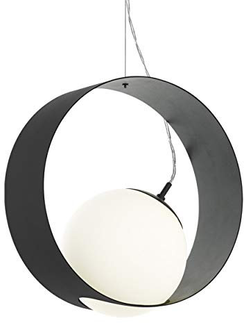 EGLO Pendelleuchte Camargo, 1 flammige Hängelampe, Elegant, Hängeleuchte aus Stahl und Glas in Schwarz, Weiß, Esstischlampe, Wohnzimmerlampe hängend mit E27 Fassung