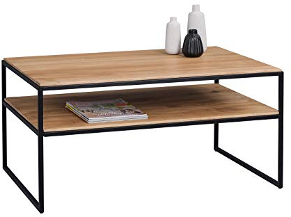 M2 Kollektion Mika 2 - Couchtisch/Beistelltisch 90x60x45cm | Wildeiche massiv geölt, Stärke 12mm